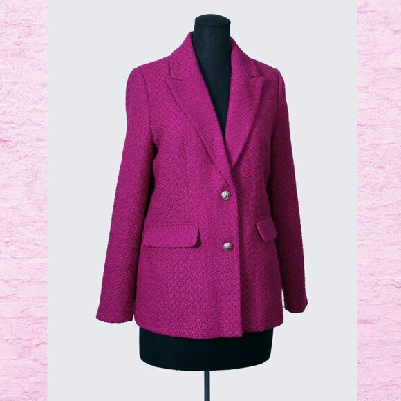 Vero Moda Fuchsia Tweed Blazer, Size Medium - Picture 1 of 7
